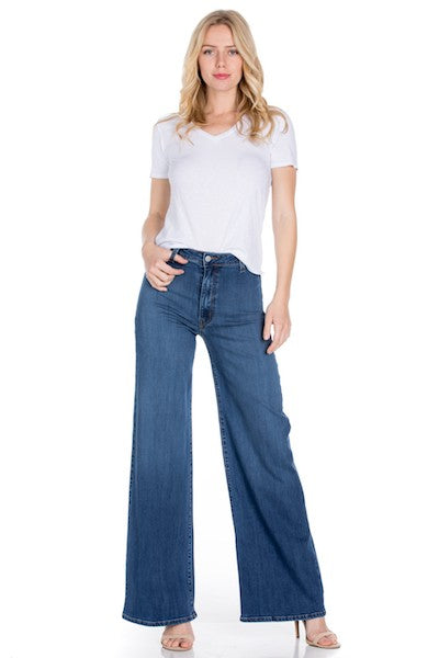 Women High Rise Waist Western Wide Leg jeans Baggy Denim Pants Zarnesh