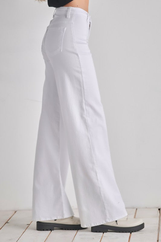 Women High Rise Waist Western Wide Leg jeans Baggy Denim Pants Zarnesh