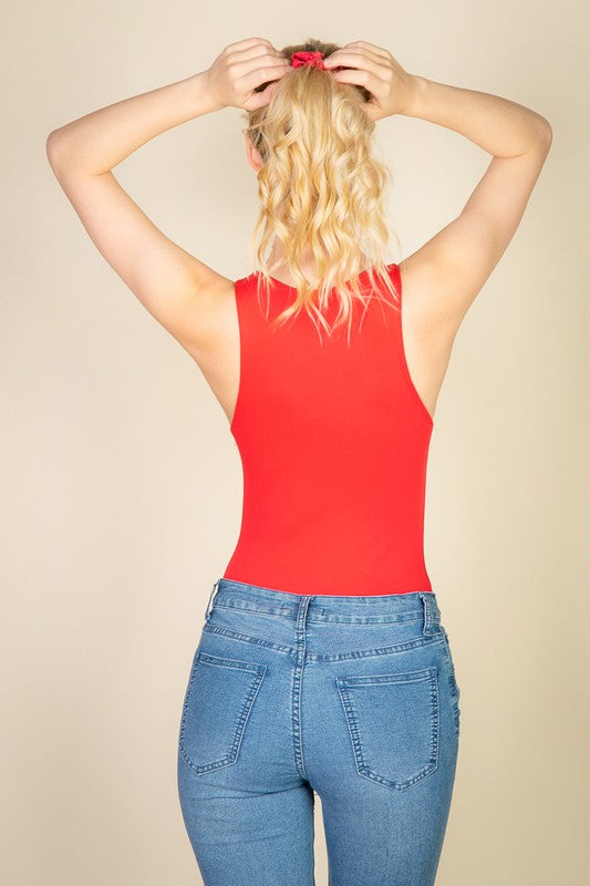 Women High Stretch Jersey Snap Bottom Sleeveless Tank Bodysuit Zarnesh