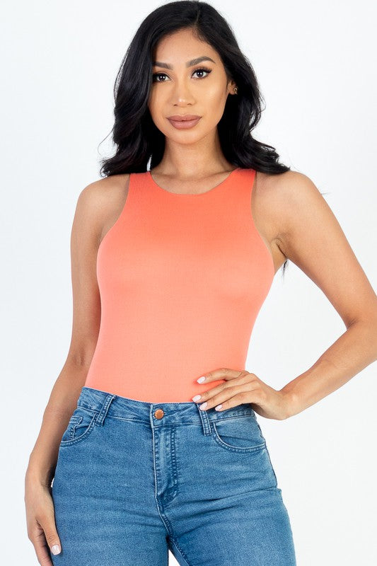 Women High Stretch Jersey Snap Bottom Sleeveless Tank Bodysuit Zarnesh