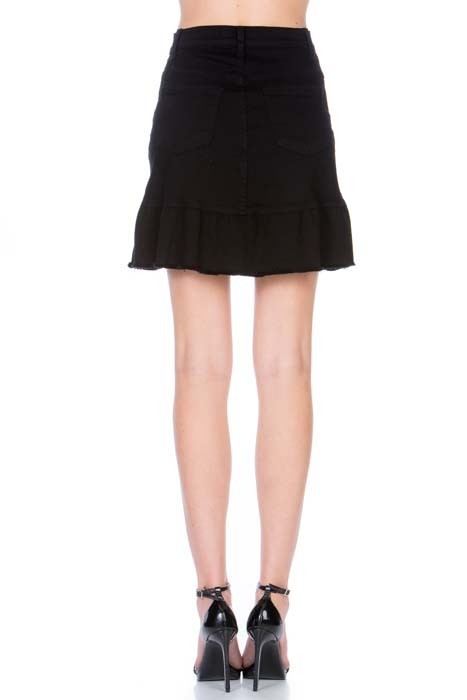 Women High Waist Five Pocket A Line Ruffle Hem Denim Skirt Zarnesh