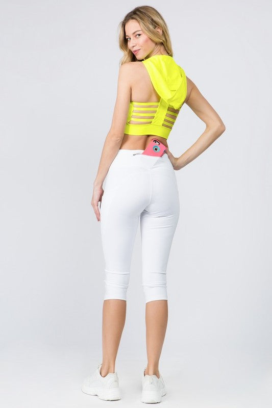 Women High Waist Tech Pocket Workout Capri Leggings | Zarnesh