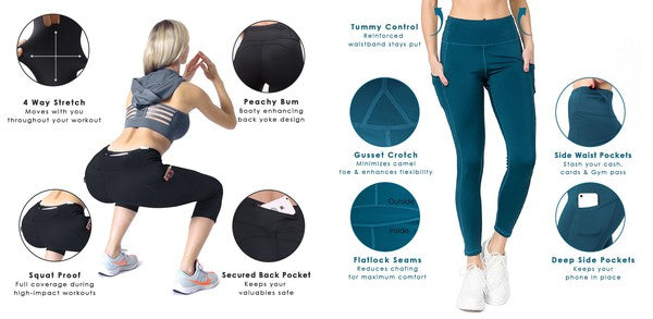 Women High Waist Tech Pocket Workout Capri Leggings | Zarnesh