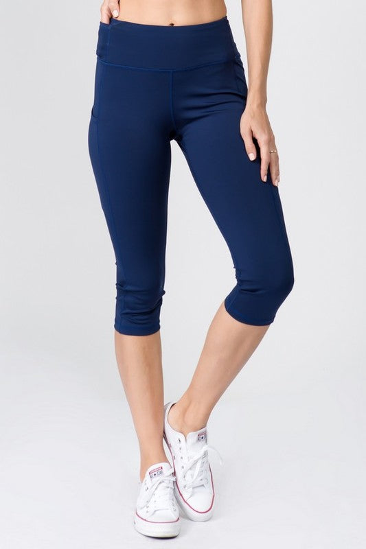 Women High Waist Tech Pocket Workout Capri Leggings | Zarnesh