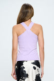 Women Knit Criss Cross Halter Neckline Sleeveless Cami Top Zarnesh 