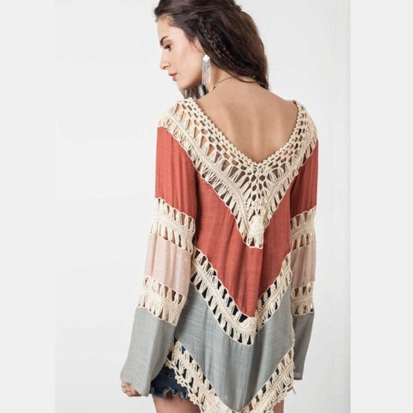Women Knitted Loose Fit Multi Colored Jenn Swimsuit Cover Up Zarnesh