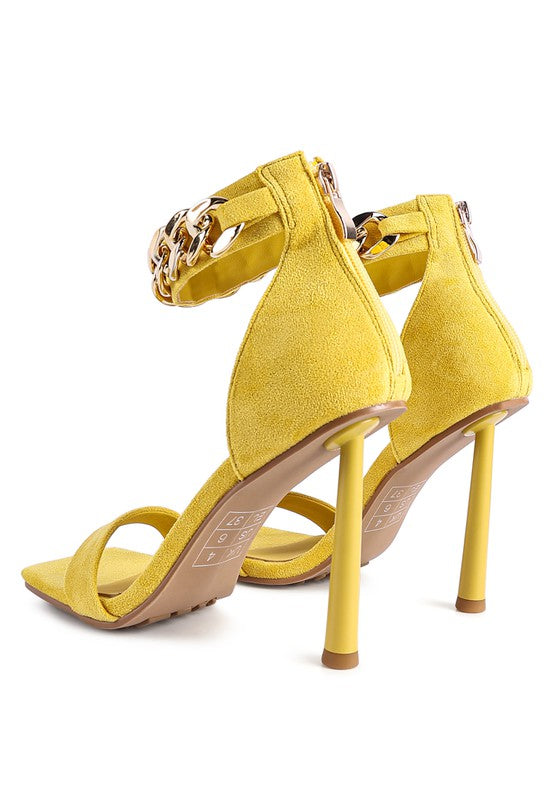 Women Last Sip Heeled Faux Suede Chain Strap Sandal | Zarnesh
