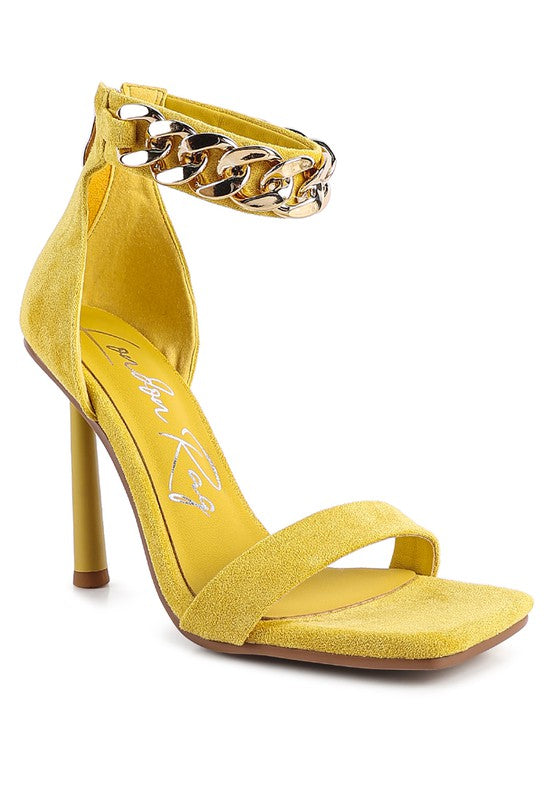 Women Last Sip Heeled Faux Suede Chain Strap Sandal | Zarnesh