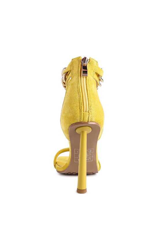 Women Last Sip Heeled Faux Suede Chain Strap Sandal | Zarnesh