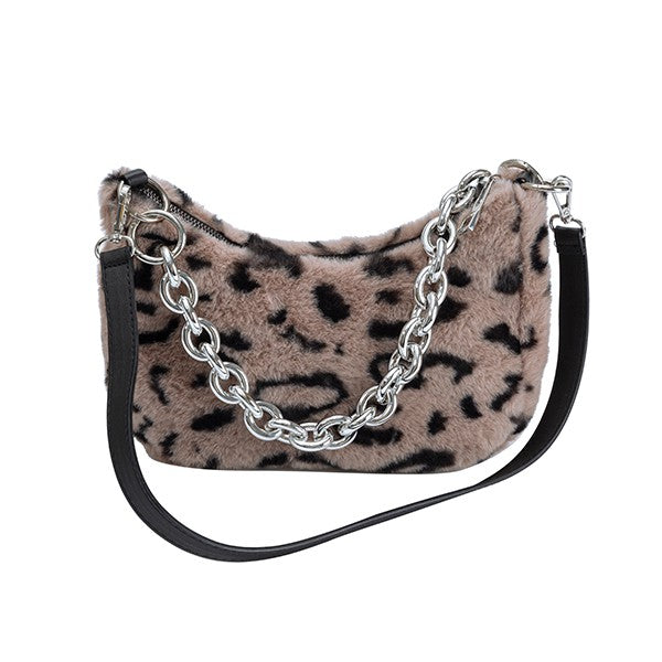 Womens Leopard Print Plush Bag | Zarnesh