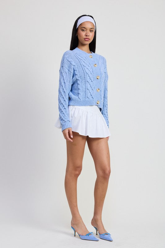 Women Lightweight Chunky Cable Knit Cardigan Zarnesh