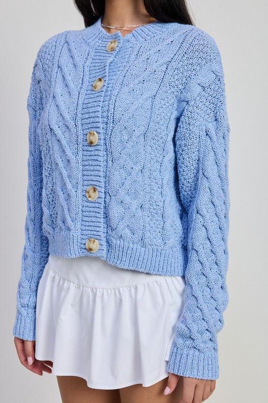 Women Lightweight Chunky Cable Knit Cardigan Zarnesh