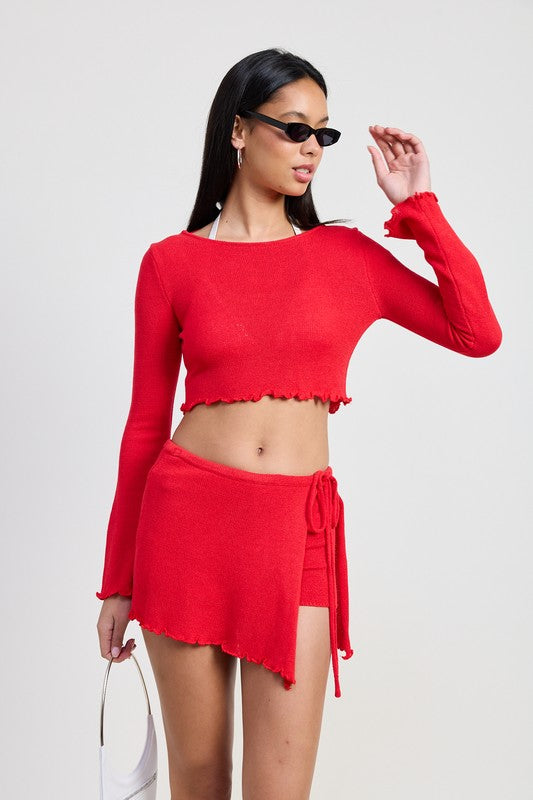 Women’s Long Sleeve Boat Neck Cropped Top | Zarnesh