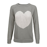 Women Love Heart Jacquard Round Neck Pullover Sweater | Zarnesh