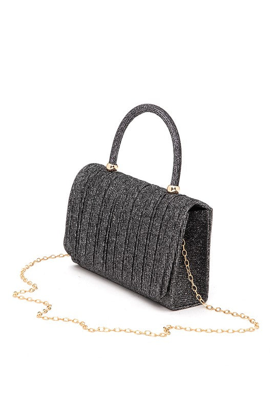 Womens Lurex Pleated Top Handle Evening Clutch Bag | Zarnesh