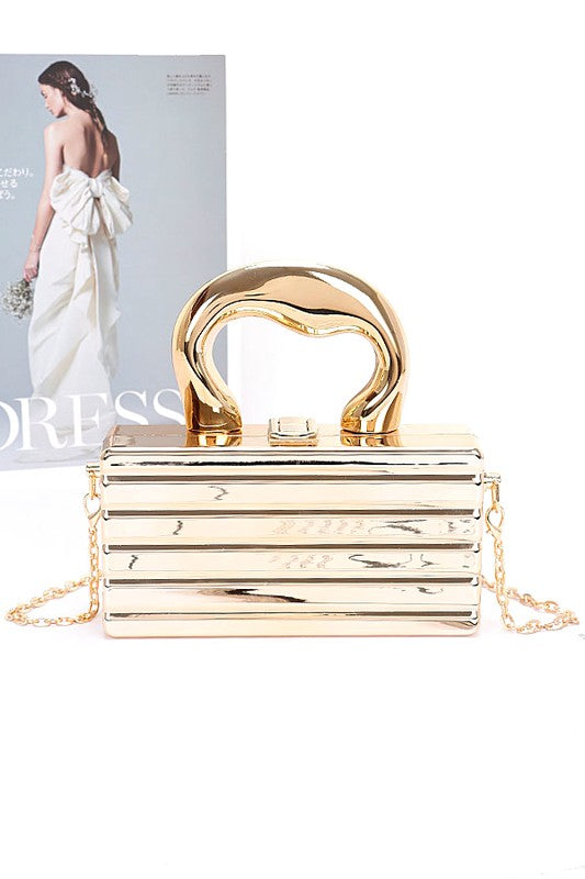 Women Luxury Metallic Top Handle Acrylic Box Clutch Bag Zarnesh