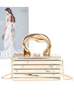 Women Luxury Metallic Top Handle Acrylic Box Clutch Bag Zarnesh