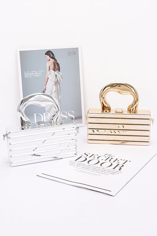Women Luxury Metallic Top Handle Acrylic Box Clutch Bag Zarnesh