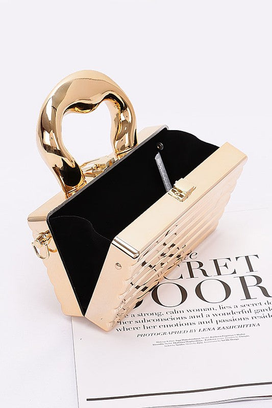 Women Luxury Metallic Top Handle Acrylic Box Clutch Bag Zarnesh