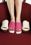 Women Marengo Raffia Wooden Clogs Flatform Block Heel | Zarnesh
