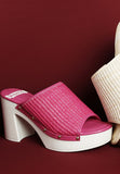 Women Marengo Raffia Wooden Clogs Flatform Block Heel | Zarnesh