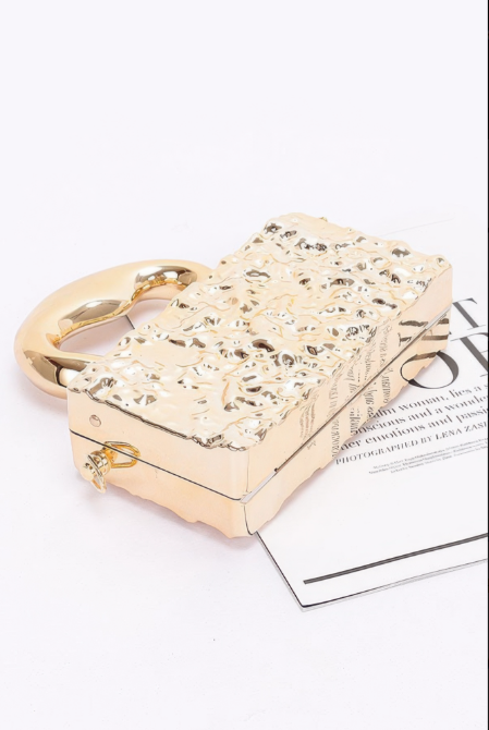 Women Metallic Top Handle Chain Strap Acrylic Box Clutch Bag Zarnesh