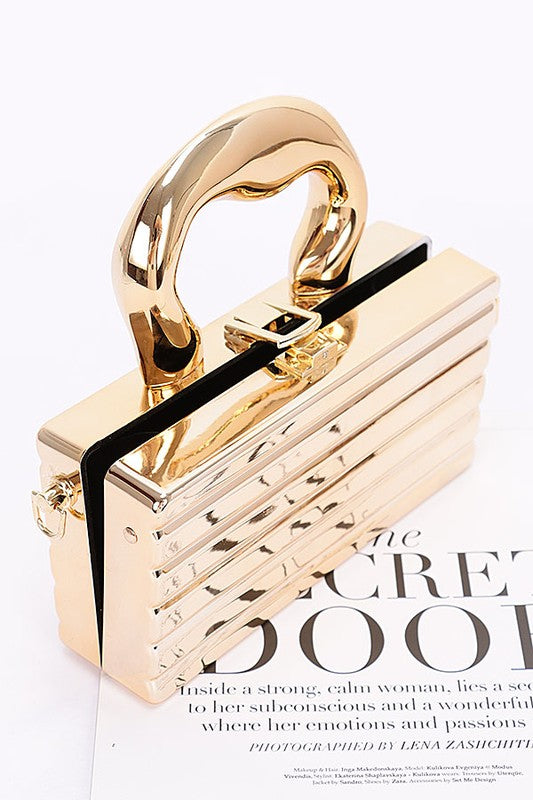 Women Luxury Metallic Top Handle Acrylic Box Clutch Bag Zarnesh