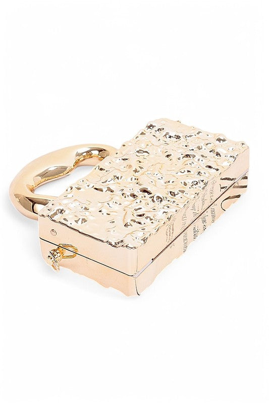 Women Metallic Top Handle Chain Strap Acrylic Box Clutch Bag Zarnesh