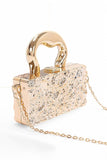 Women Metallic Top Handle Chain Strap Acrylic Box Clutch Bag Zarnesh