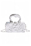 Women Metallic Top Handle Chain Strap Acrylic Box Clutch Bag Zarnesh