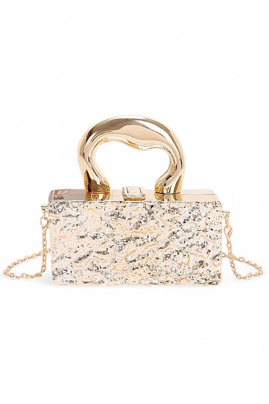 Women Metallic Top Handle Chain Strap Acrylic Box Clutch Bag Zarnesh
