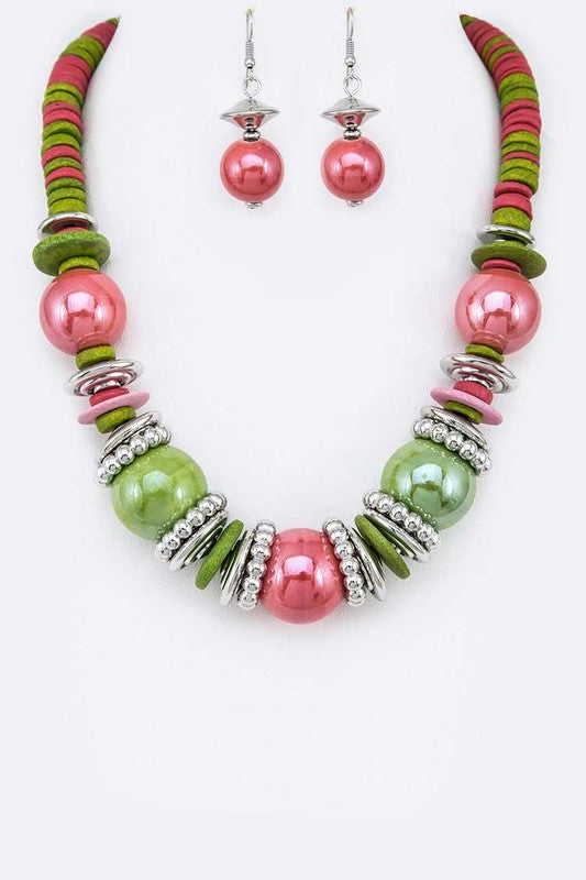 Women's  Mix Beads & Disks Necklace Set  | Zarnesh