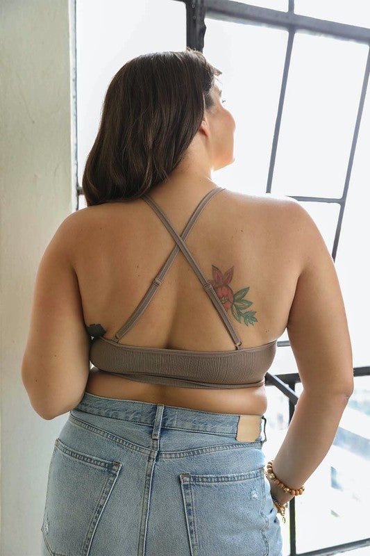 Women Plus Size Fit Crochet Lace High Neck Pullover Bralette Zarnesh