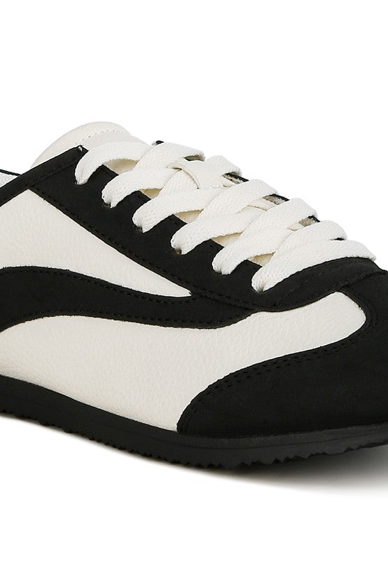 Women Moomba Paneling Round Toe Lace Up Sneakers | Zarnesh