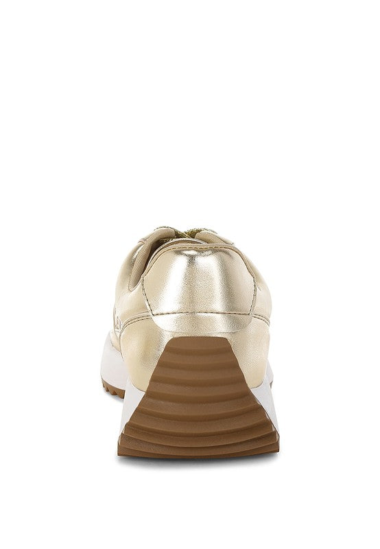 Women Mujori Metallic Pleather Studded Lace Up Sneakers | Zarnesh