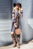 Women Multi Color Cross Stripe Slightly Fitted Cut Midi Dress Zarnesh