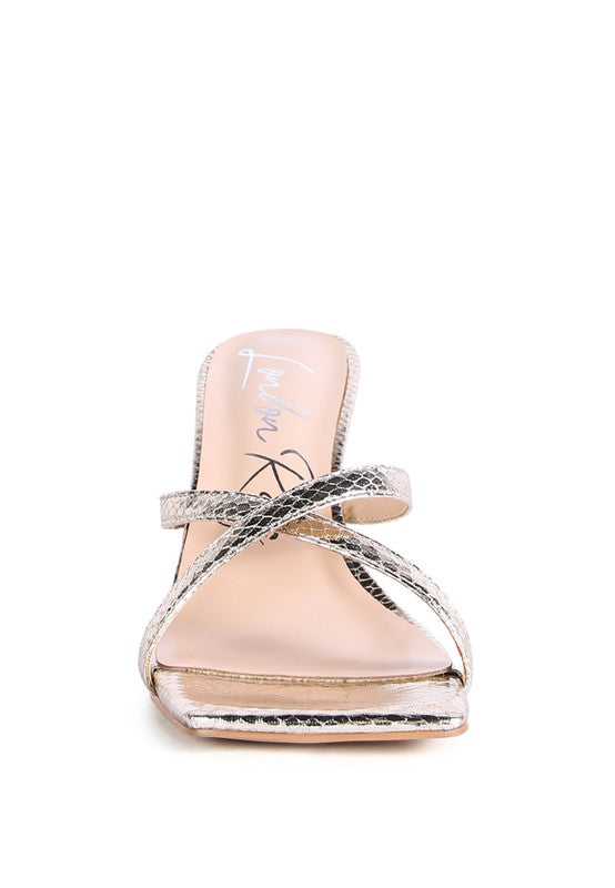 Women Muriel Croc Cross Strap Slider Sandals | Zarnesh