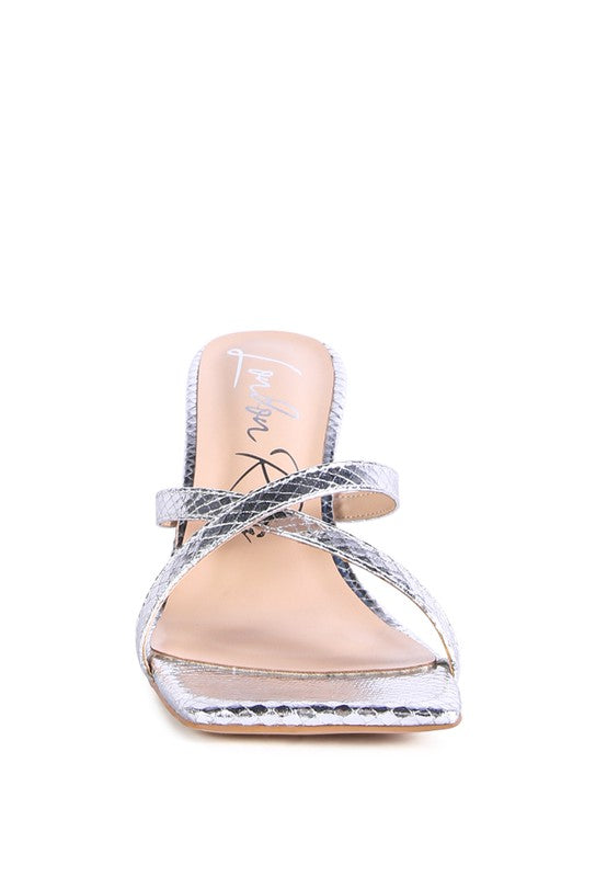 Women Muriel Croc Cross Strap Slider Sandals | Zarnesh