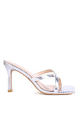 Women Muriel Croc Cross Strap Slider Sandals | Zarnesh