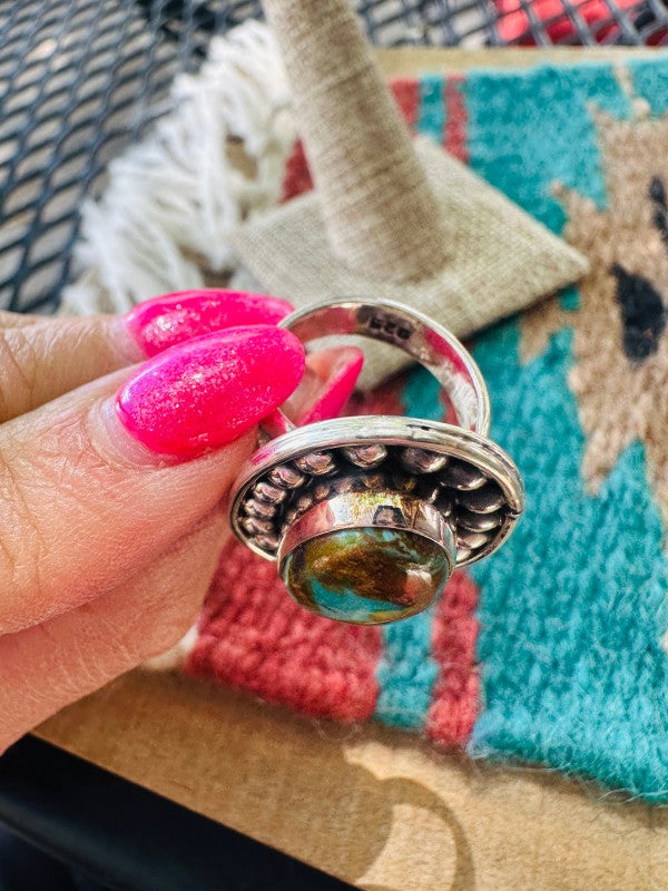 Women’s Navajo Sterling Silver & Royston Turquoise Rings | Zarnesh