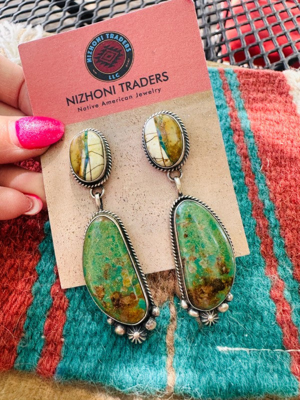Women’s Navajo Turquoise & Sterling Silver Dangle Earrings | Zarnesh