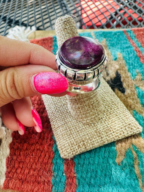Women’s Navajo Silver & Purple Spiny Ring | Zarnesh