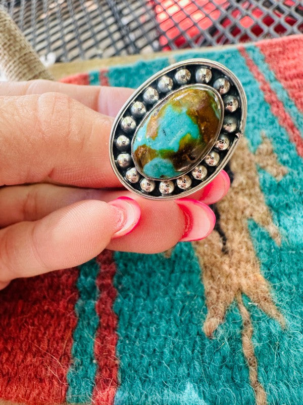 Women’s Navajo Sterling Silver & Royston Turquoise Rings | Zarnesh