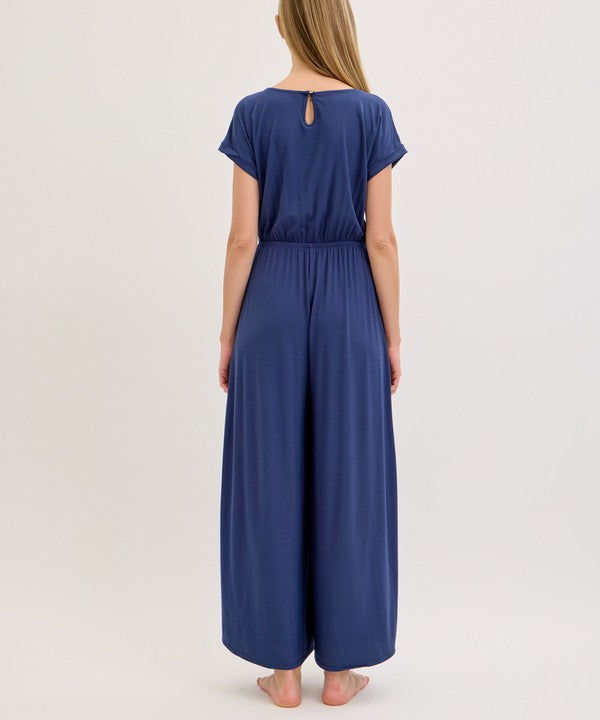 Women Bamboo Crazy Elasticated Waist Ankle Length Romper Zarnesh
