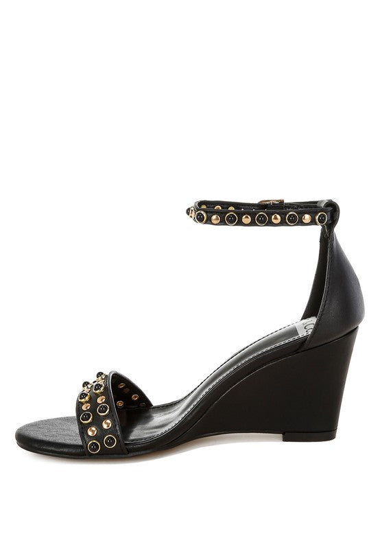 Women Nidara Studs Embellished Genuine Leather Sandals Zarnesh