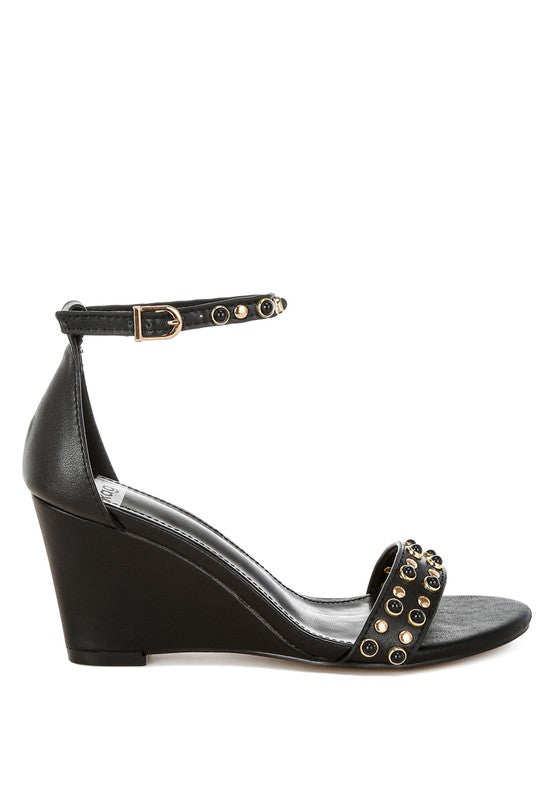 Women Nidara Studs Embellished Genuine Leather Sandals Zarnesh