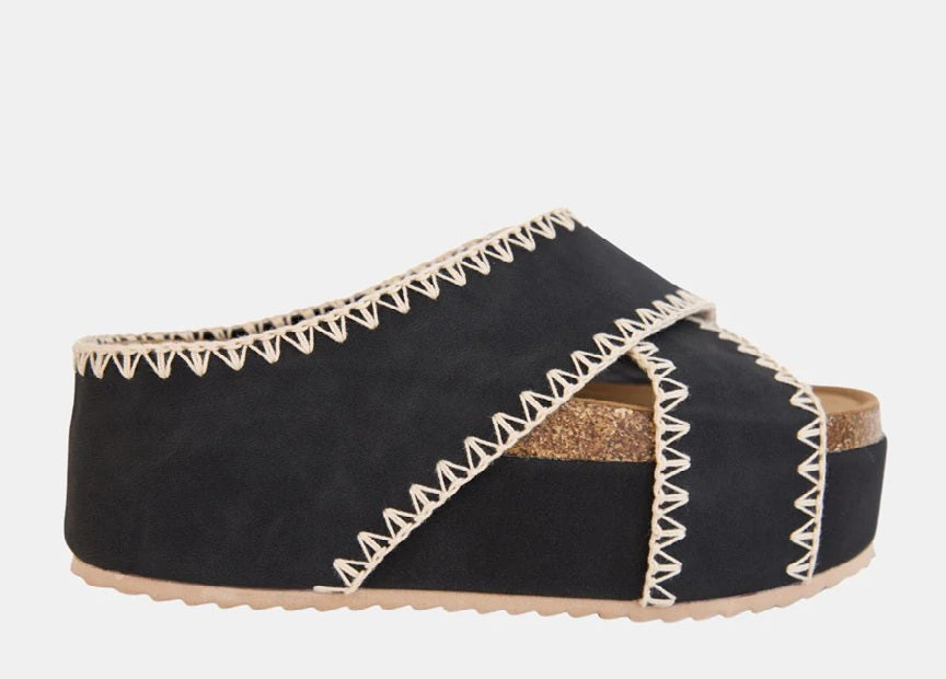 Women Nina Double Buckle Banda Wedge Artisan Slide Sandal Zarnesh