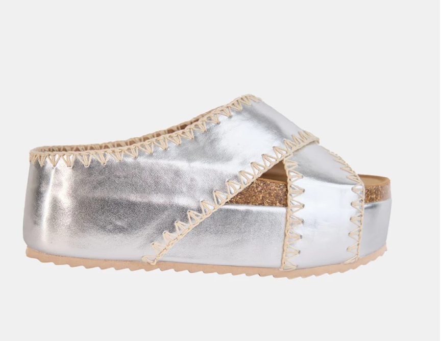 Women Nina Double Buckle Banda Wedge Artisan Slide Sandal Zarnesh