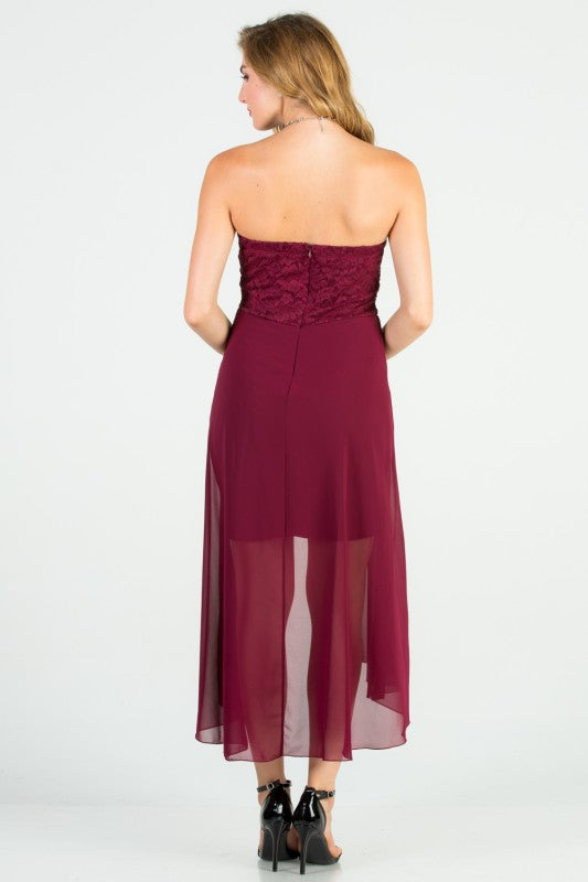 Women Open Back Lace Waist Brooch Chiffon Surplus Party Dress Zarnesh