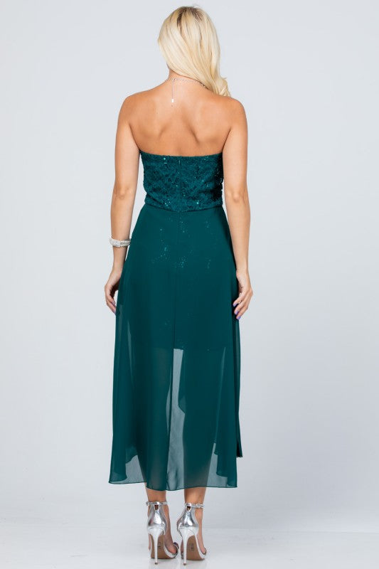 Women Open Back Lace Waist Brooch Chiffon Surplus Party Dress Zarnesh